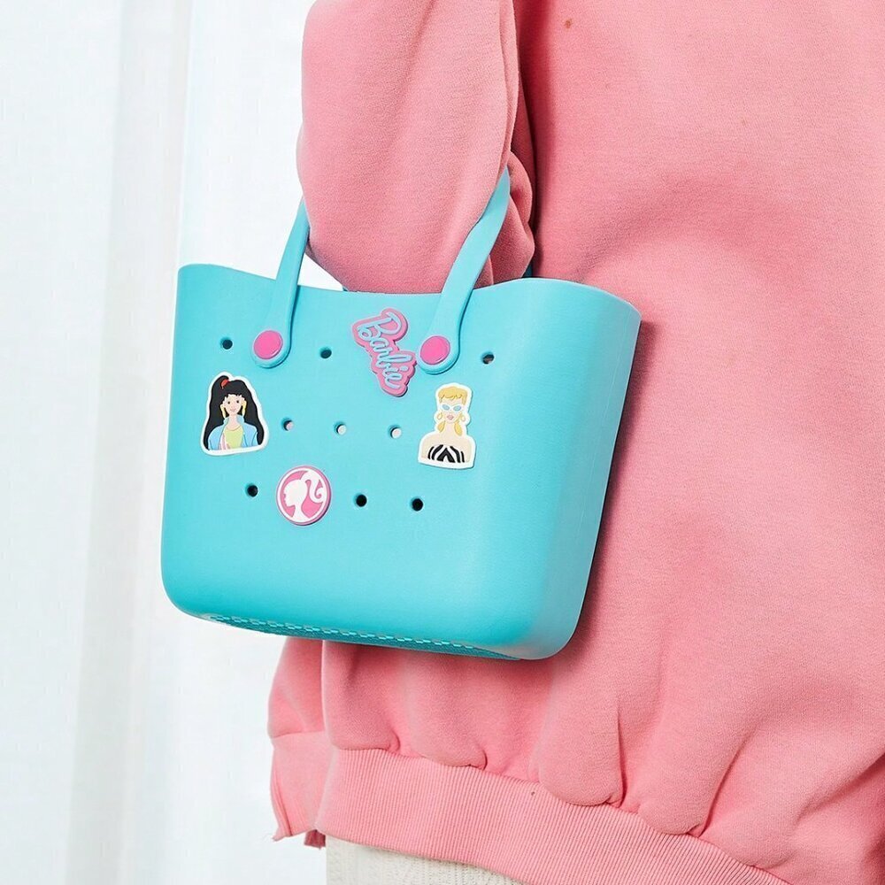 Blue Casual Women's Cartoon Pattern Tote Bag Portable Travel School Lunch Picnic